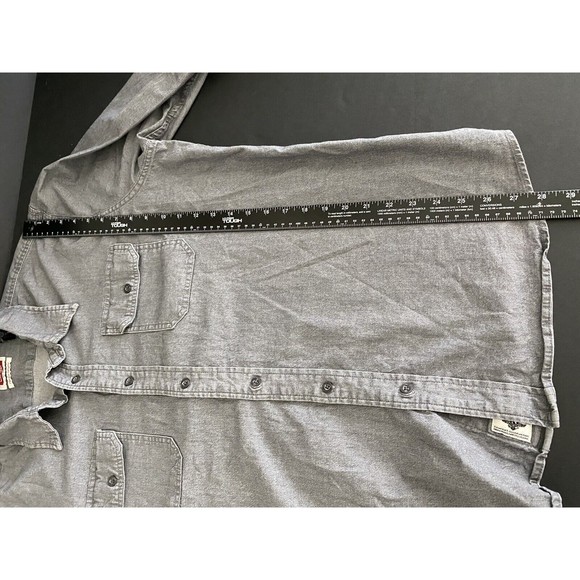 Wrangler Flex Gray Denim Chambray Shirt Mens Size XL Button‎ Western Long Sleeve - Picture 9 of 12